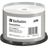 Verbatim – CD-R AZO 700mb 52x dl+ white wide printable surface non-id (43745)