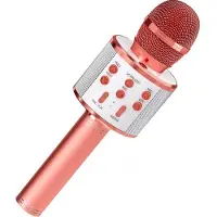 FantasyHome Karaokemikrofoni sisäänrakennetulla kaiuttimella, vaaleanpunainen