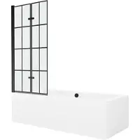 Mexen Kylpyamme Cube paneeleilla ja lasiseinällä, 170x80 cm + 80 cm (II)