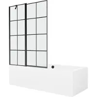 Mexen Kylpyamme Cube paneeleilla ja lasiseinällä, 180x80 cm + 120 cm