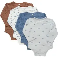 Pippi Baby Body Ls Ao-Printed (4-Pack) - Multi/patterned - 74