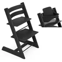 Stokke Tripp Trapp ja Baby Set etukaari -paketti Oak Black -tuoli & Baby Set 2 black