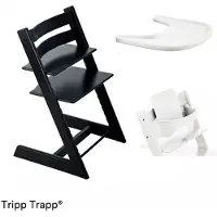 Stokke Tripp Trapp syöttötuolipaketti Black/valkoinen tarjotin ja Baby Set 2