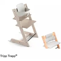 Stokke Tripp Trapp syöttötuolipaketti Whitewash/Cushion Nordic Grey