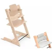 Stokke Tripp Trapp syöttötuolipaketti Natural/Cushion Nordic Grey