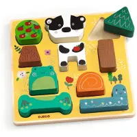 Djeco Puzz & Match Happy 2-in-1 Helpottava Palapeli Ja Rakennuspalikat One Size Keltainen One Size 18 M+