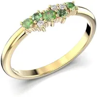 Festive Nadja Green monikivinen keltakulta jalokivi-timanttisormus 14-650-018G-KK-HSI1