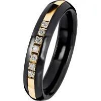 Kohinoor Duetto zirkonium-kulta kihlasormus timanteilla 006-093-07-155