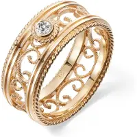 Kalevala Koru Filigraani 8.5 mm 0.06 ct timanttisormus kulta 141000503D155