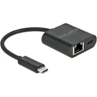 DeLOCK – USB Type-C Adapter to Gigabit LAN 10/100/1000 Mbps with Power Delivery port black (66644)
