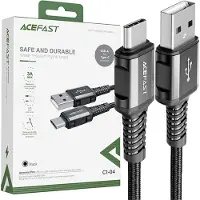 Acefast USB-kaapeli - C-tyypin USB 1,2 m, 3A, musta (C1-04 musta)