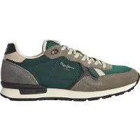 Pepe Jeans for man. PMS30983 Brit Heritage M Leather Sneakers green (44), Flat, Laces, Casual