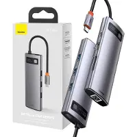 Baseus HUB Metal Gleam Series 8-in-1 Multifunctional (Type-C to PD/4K HD/USB3.0) Docking Station Gray (CAHUB-CV0G)