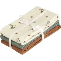 Cam Cam Copenhagen Muslin Cloth, 3-Pack - Gots Mix - Classic Stripes Rose - Cream - ONE SIZE