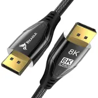 Reagle DisplayPort 1.4 kaapeli 3 m 8K 60Hz 4K 144Hz HDR DSC HDCP RTX GTX RX grafiitti
