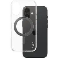CARE by PanzerGlass CARE by  Case Transparent w. Black Kickstand & MagSafe iPhone 16, Suojus, Apple, Apple - iPhone 16, Musta (1321)