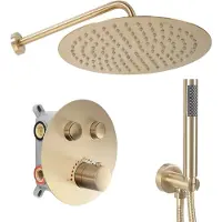 REA LUNGO Piilosuihkusetti Harjattu Gold termostaatilla + BOX
