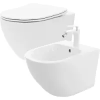 REA Setti: Carlo Flat Mini Rimless wc-istuin + Carlo Mini Bidee