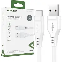 Acefast USB - USB Type C -kaapeli 1,2 m, 3A valkoinen (C3-04 valkoinen)