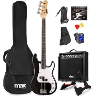 Max GigKit Bass Guitar Pack, musta