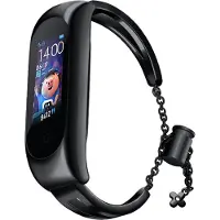 Hurtel Metallinen rannekoru Xiaomi Mi Band 3 / 4 / 5 / 6 bändin hihna - musta