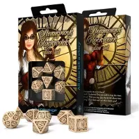 Q-workshop Dice set - Steampunk Clockwork Beige brown (SSTC74) - Lautapeli