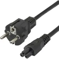 Deltaco – Power cord CEE 7/7 - C5, 1,5m, black (1902301)