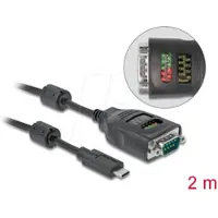 DeLOCK 90414, Musta, 2 m, USB Type-C, RS-232 DB9, Uros, Uros