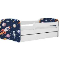 Kocot Kids Lastensänky ilman patjaa ja laatikkoa BabyDreams White cosmos, 140x70cm, valkoinen/sininen