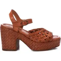 Carmela for woman. 16163701-CAMEL Leather Sandals 161637 brown (41), 8 to 10 cm, Buckle, Casual