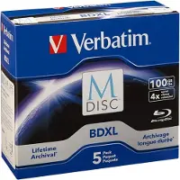 Verbatim M-Disc - 5 x BD-R XL - 100 GB 4x - mustesuihkukäyttöön tarkoitettu tulostuspalkki - cd-levyt