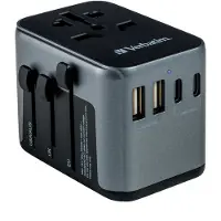Verbatim Universaali matkasovitin, 3x USB-C PD 30+15+15W, 2x USB-A QC3 18+12W, musta