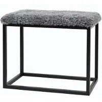 Skinnwille Palle Penkki lampaannahkaa 60x35 cm Charcoal/Black