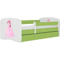 Kocot Kids Lastensänky ilman patjaa ja laatikkoa BabyDreams Green princess, 180x80cm, vihreä