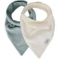 Jollein Velvet Rib Bandana Kuolalappu 2-pack, Sea Green/Ivory