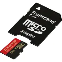 Transcend TS32GUSDHC10U1, 32 GB, MicroSDHC, Luokka 10, MLC, Musta, Punainen
