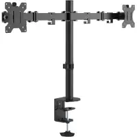 Vision VFM-DPD2B -pöytäteline kahdelle näytölle 13-27", täysin liikuteltava, 8 kg, VESA 75/100, musta