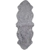 Skinnwille Curly Rug 2-set 180x55cm Charcoal Grey hopea