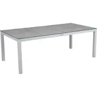 Brafab , Belfort sohvapöytä valkoinen/harmaa alumiini 70 x 140 3D-tulostettu lasilevy