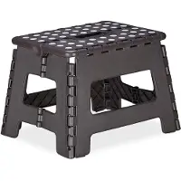 Hobby Hall REALLDAYS kokoontaitettava jakkara, kokoontaitettava, kannettava, matkajakkara, lasten kylpyjakkara, enintään 120 kg, muovia, korkeus 22 cm, tummanharmaa