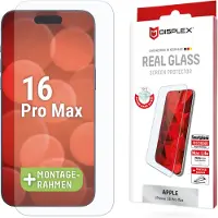 Displex Kuori - - iPhone 16 Pro Max - Lasi 2D (Real Glass) - Läpinäkyvä - Suojattu muotoilu