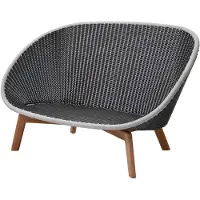 Cane-Line Peacock weave sohva 2-istuttava harmaa/vaaleanharmaa, tiikinjalat