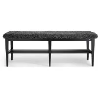 Oscarssons Möbel Nadja penkki 130 cm Musta värjätty saarni/ lampaannahka look Harmaa