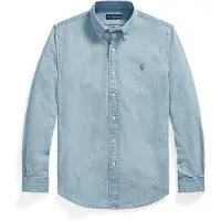Ralph Lauren for man. 710792042001 Blue Custom Fit Chambray Shirt (XL), Casual, Cotton, Long sleeve