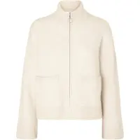 Selected Slwsia Ras Ls Knit Zipper Cardigan Noos - Cream - XXL