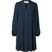 Selected Slfviva Ls Short V-Neck Dress Noos - Blue - 36