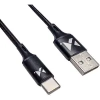 Wozinsky Kestävä USB-C kaapeli nailonipäällysteellä, 1m, musta