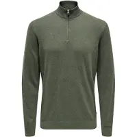 Only & Sons Onsloui Reg 12 Mel Half Zip Knit Noos - Khaki green - XL