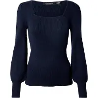 Ralph Lauren Rib-Knit Puff-Sleeve Sweater - Navy - XL