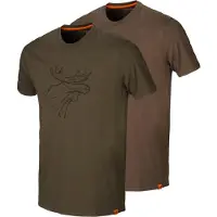 Härkila Graphic T-shirt 2-pack Willow Green/Slate Brown M